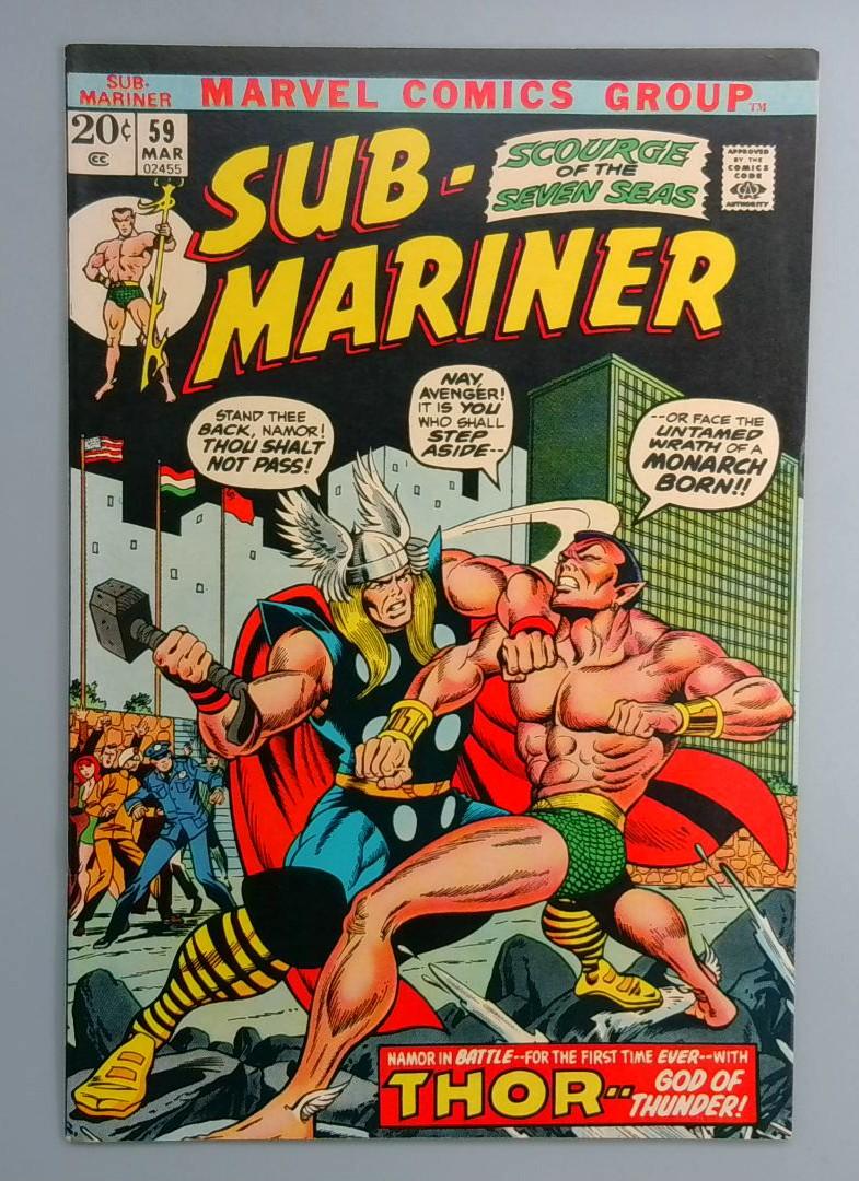 Sub-Mariner #59 VF/NM Thor Versus Namor Battle Cover Marvel 1973