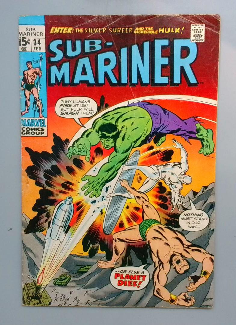 Sub-Mariner #34 VG Hulk, Silver Surfer Marvel 1970