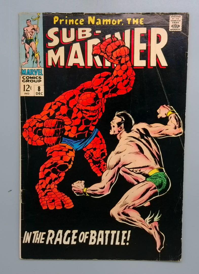 Sub-Mariner #8 VG+ Classic John Buscema Thing Vs. Sub-Mariner Marvel 1968