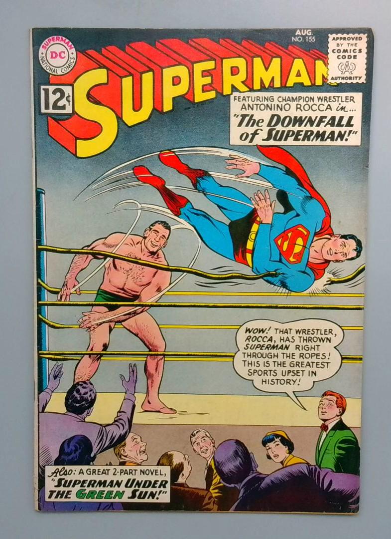 Superman #155 FN- Wrestling Cover DC 1962