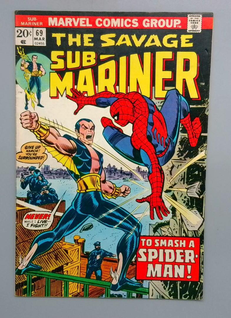 Sub-Mariner #69 Spider-Man, No MVS Marvel 1974
