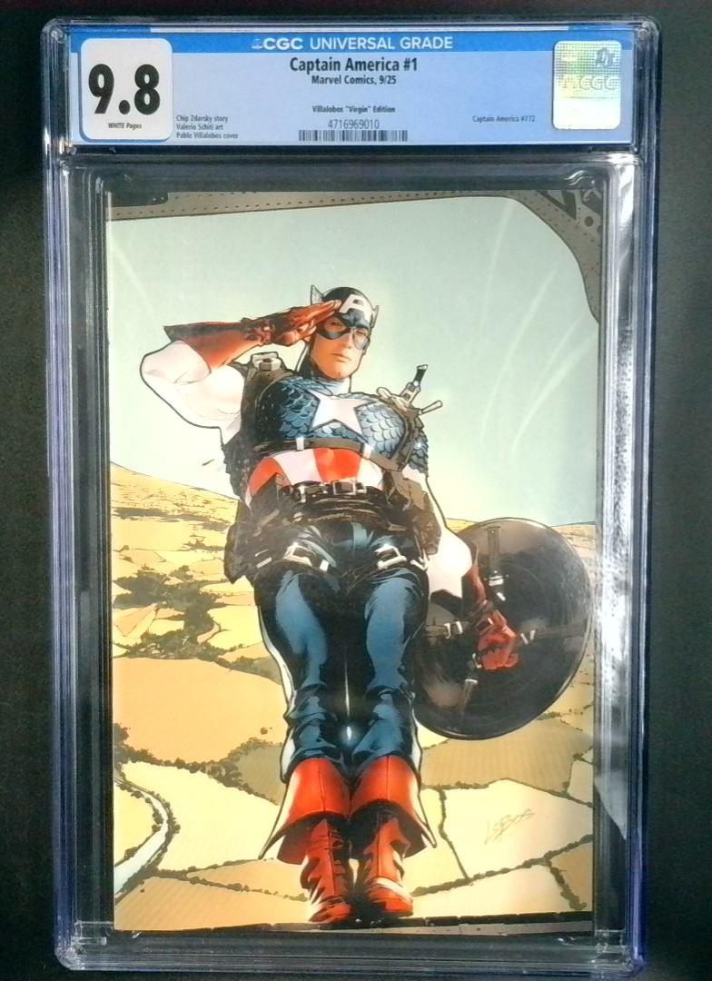 Captain America #1 Villalobos Virgin Variant CGC 9.8 Marvel 9/25