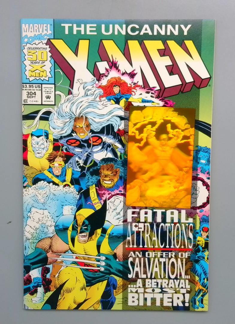 Uncanny X-Men #304 VF+ Newsstand, Hologram Marvel 1993