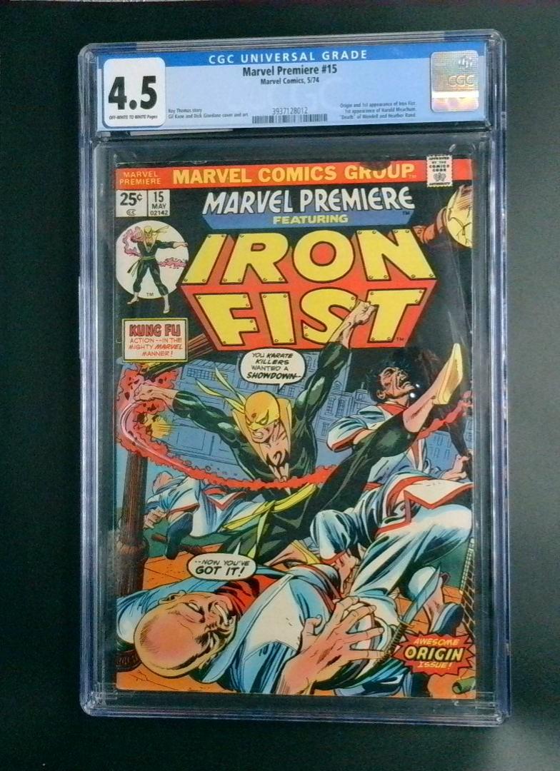 Marvel Premiere #15, Origin & 1st App of Iron Fist, CGC 4.5 Marvel, 1974