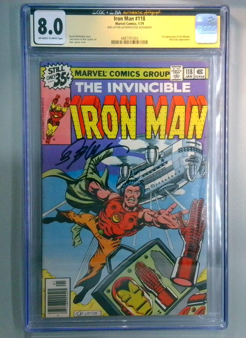 Iron Man #118 CGC 8.0 1st James Rhodes, Signed by Bob Layton, Marvel 1979