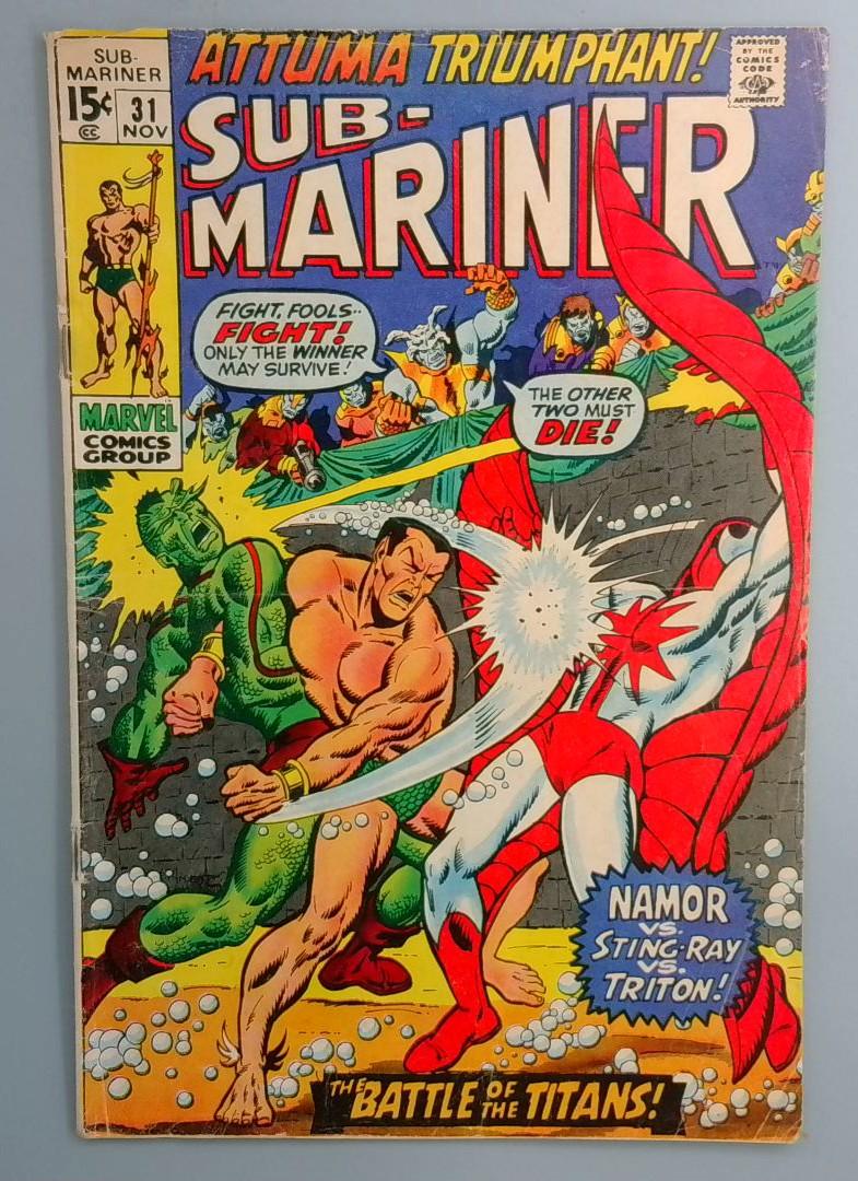 Sub-Mariner #31 VG Stingray & Triton Appearance Marvel 1970