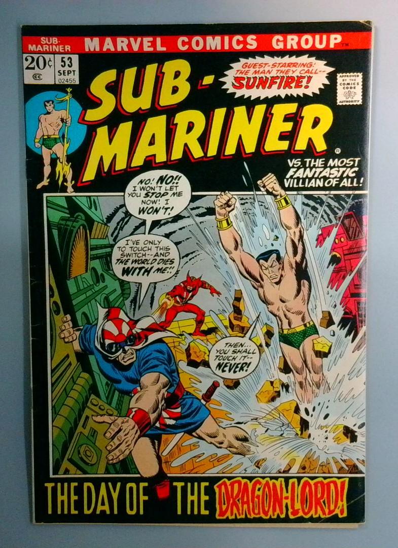 Sub-Mariner #53 FN- Dragon Lord Origin Revealed Marvel 1972