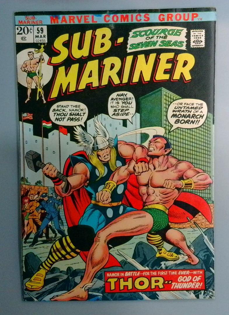 Sub-Mariner #59 Classic Thor Verse Namor, Water Damage Marvel 1973