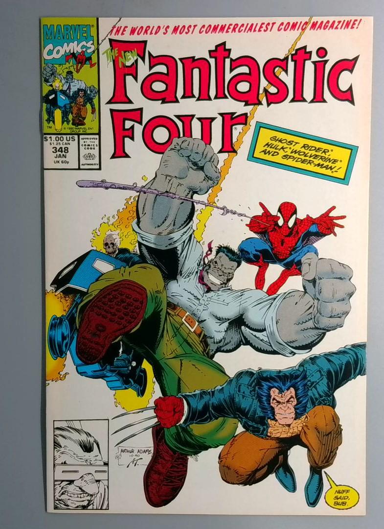 Fantastic Four #348 NM- Wolverine, Spider-Man, Hulk Marvel 1991