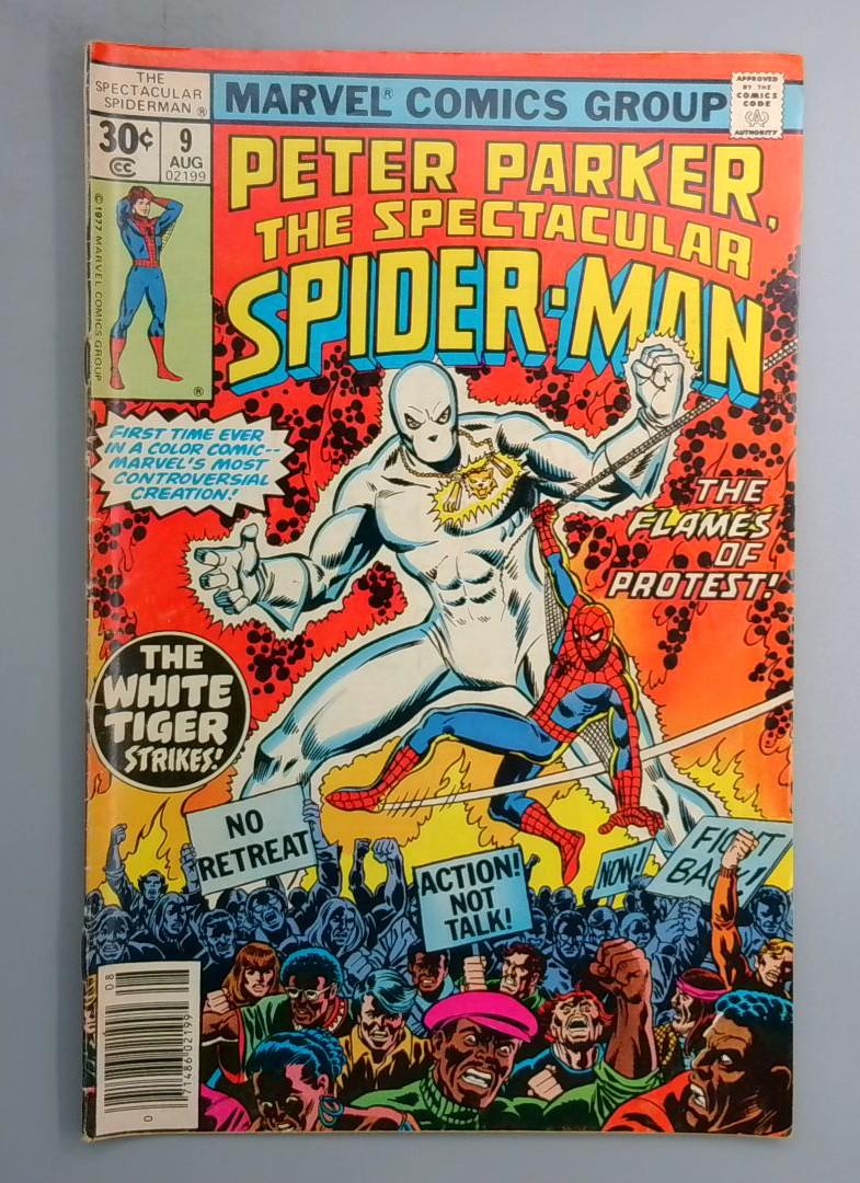 Spectacular Spider-Man #9 VG+ 1st Comic Appearance of White Tiger Marvel 1977