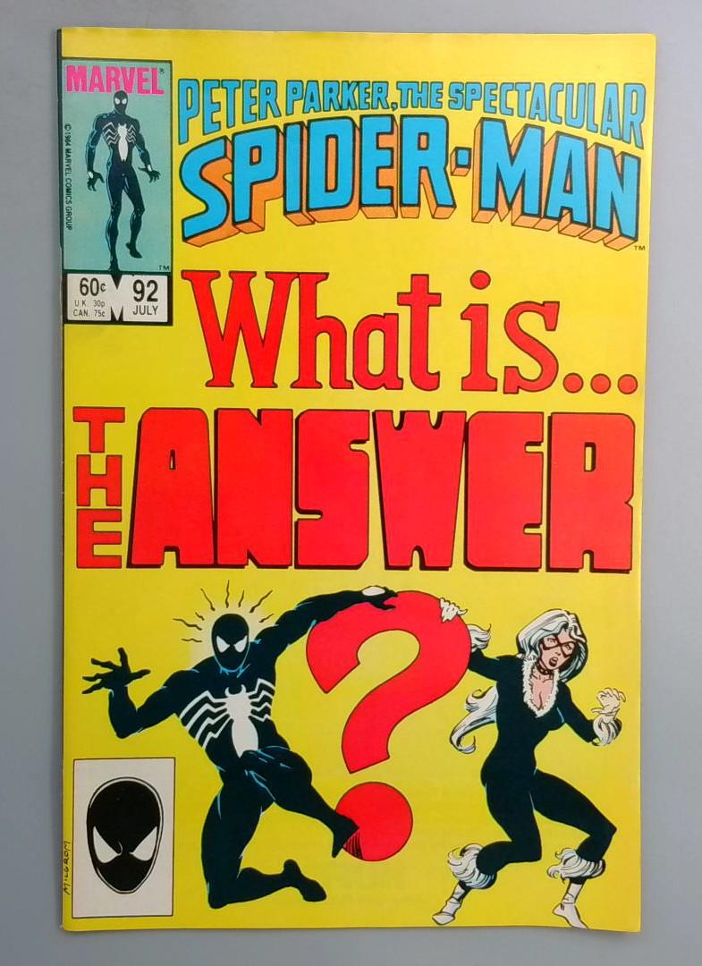 Spectacular Spider-Man #92 1st Full Appearance of the Answer Marvel 1984