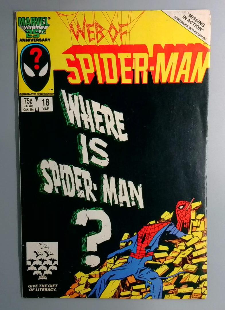 Web of Spider-Man #18 1st Cameo of Eddie Brock Hand Only Marvel 1986