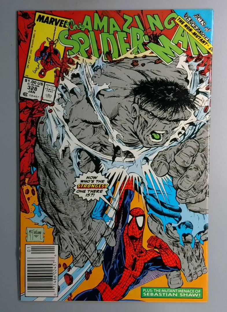 Amazing Spider-Man #328 VF Mcfarlane, Hulk Newsstand Marvel 1990