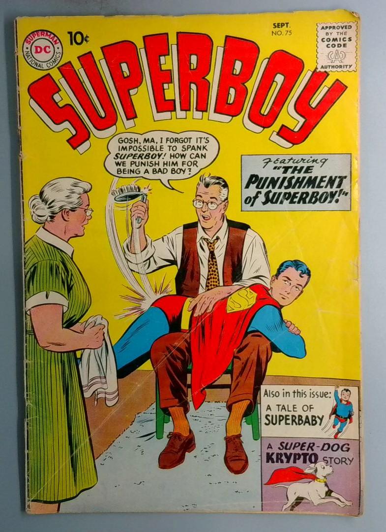 Superboy #75 VG Superboy Spanking Cover DC 1959