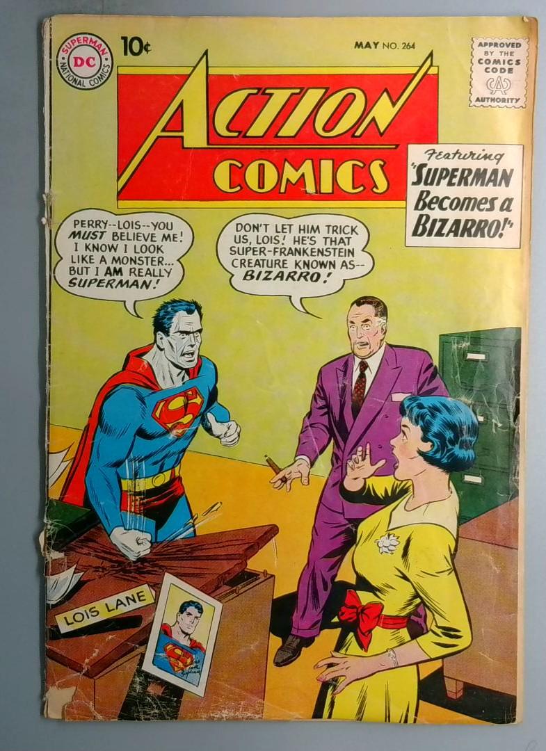 Action Comics #264 Bizarro, Bottom Staple Detached DC 1960