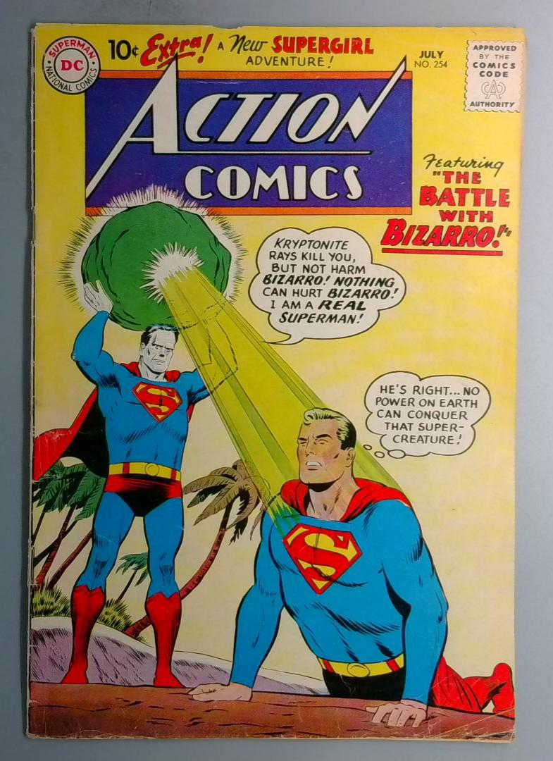 Action Comics #254 VG 1st Bizarro, 3rd Supergirl Appearance, DC Comics 1959