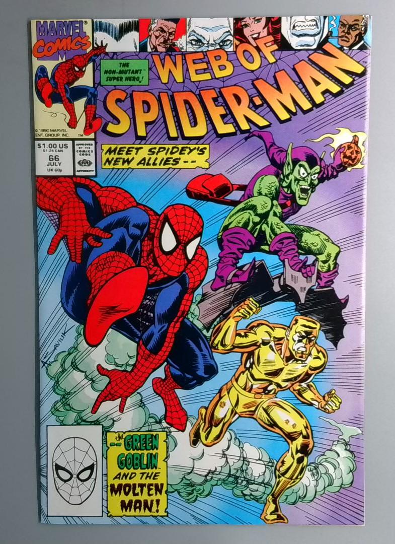 Web of Spider-Man #66 VF- Green Goblin, Marvel 1990
