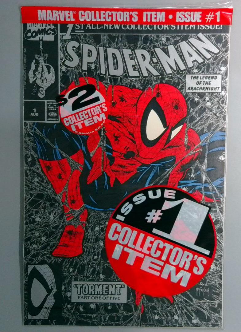 Spider-Man #1 NM Silver and Black Polybag Edition, Marvel 1990