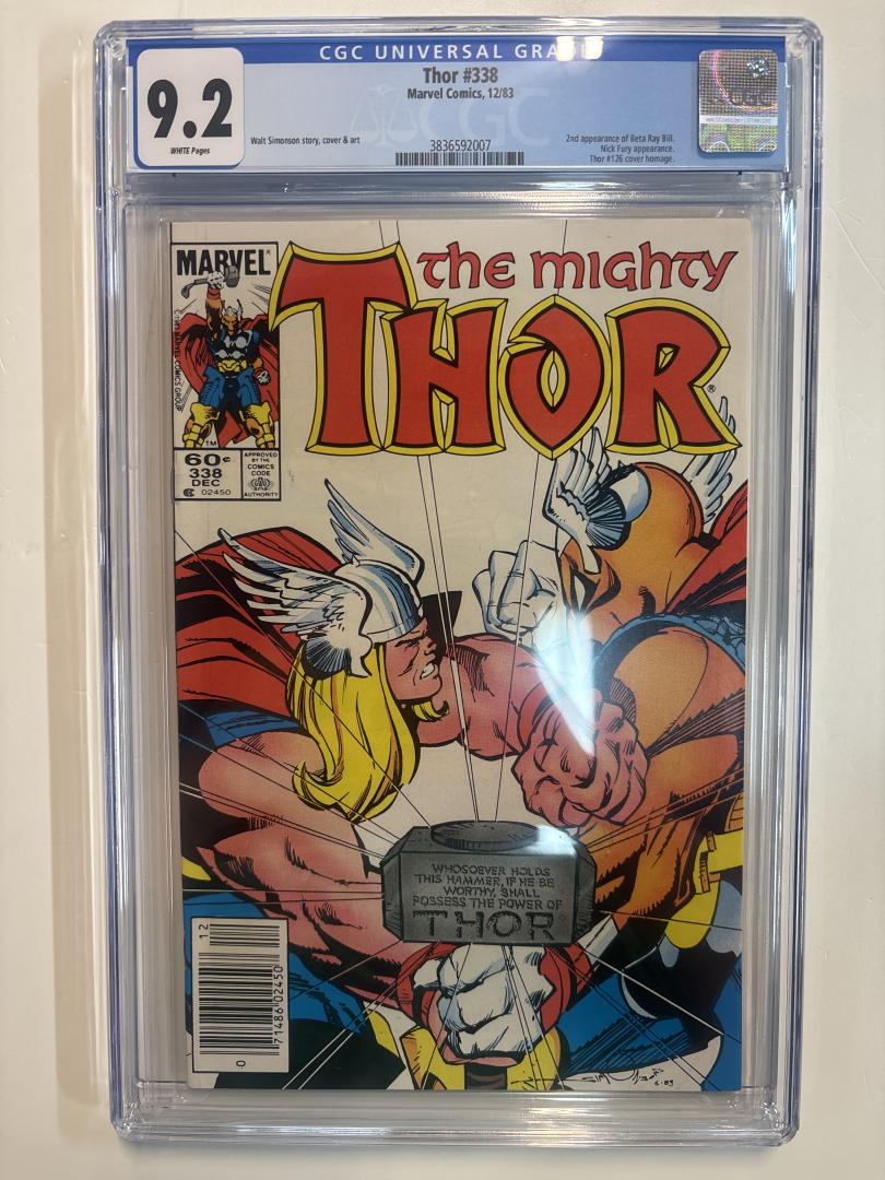 Thor #338 9.2 CGC Newsstand 2nd App Beta Ray Bill Marvel 1983