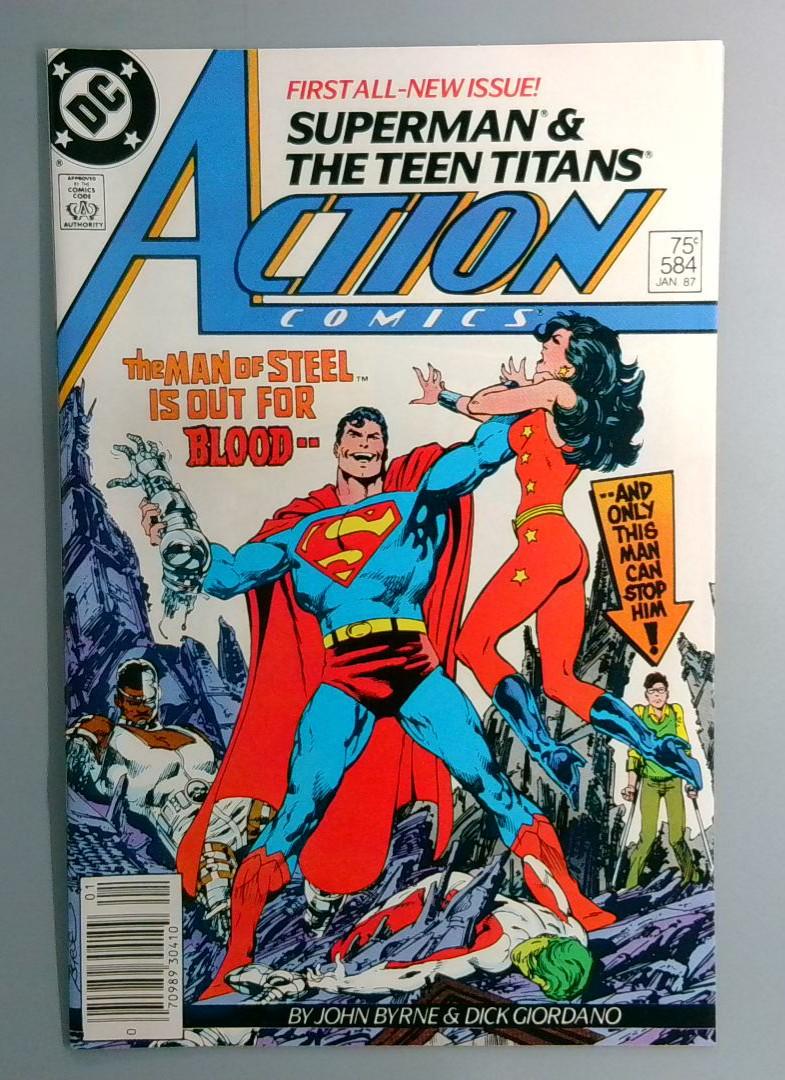 Action Comics #584 NM John Byrne, New Teen Titans, Newsstand DC 1987