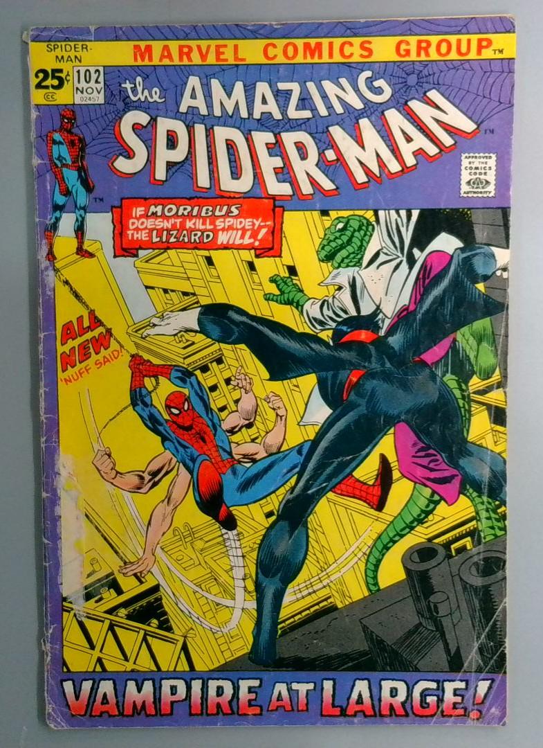 Amazing Spider-Man #102 GD+ Origin of Morbius, Bottom Spine Split, Marvel 1971