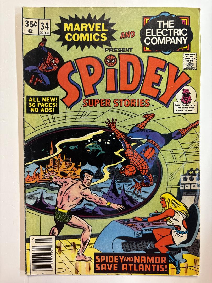 Spidey Super Stories #34 Spidey Stamp #18 - Namor on the Back Cover Marvel 1978