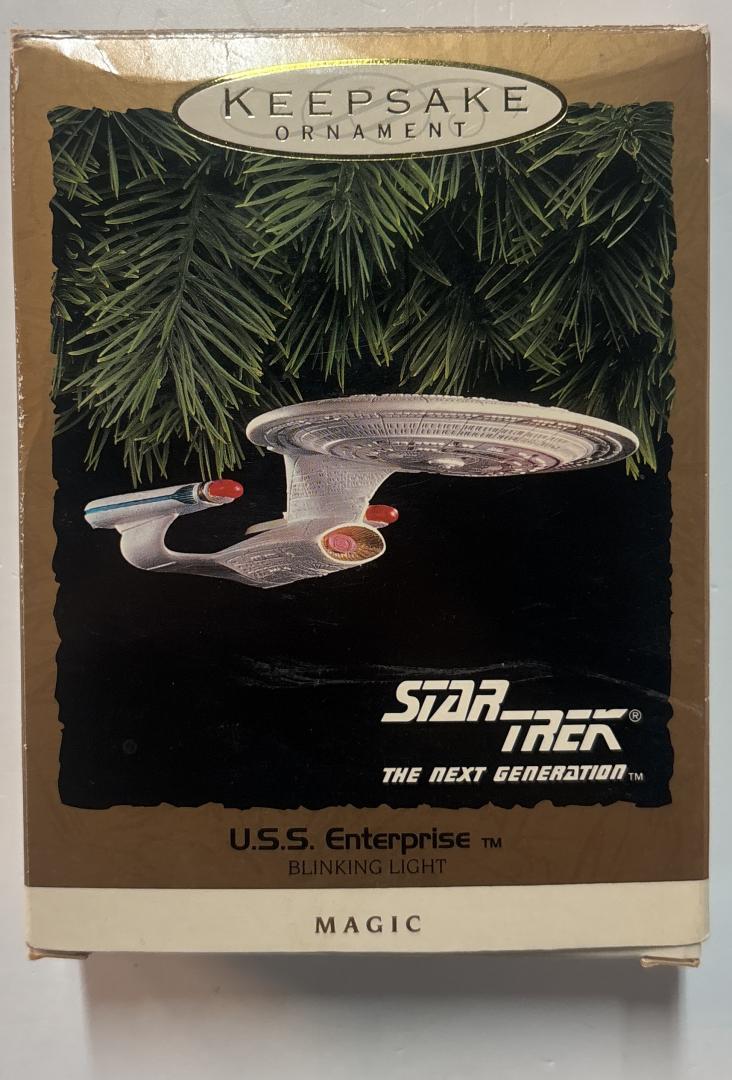 USS Enterprise Blinking Light Keepsake Ornament Star Trek Next Generation 1993