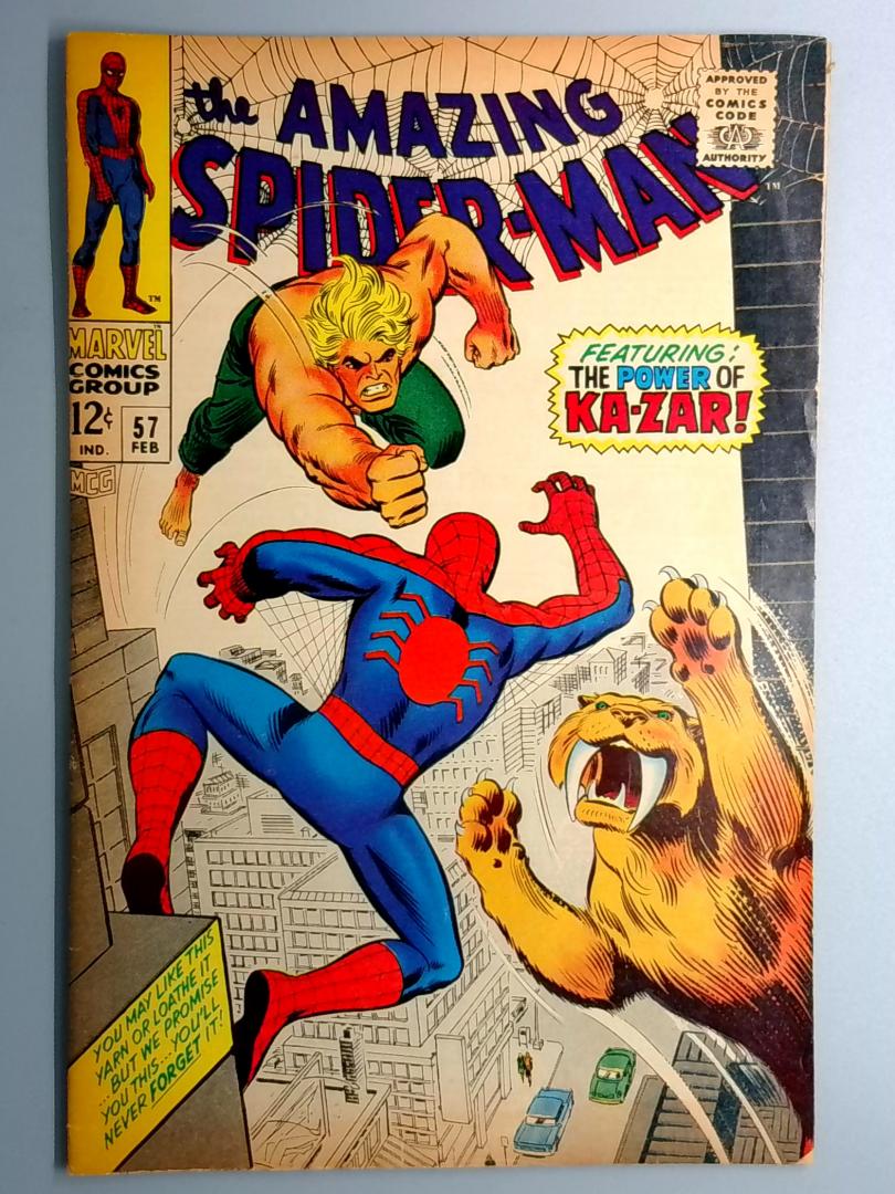 Amazing Spider-Man #57 VF- Ka-Zar and Zabu Appearance Marvel 1968
