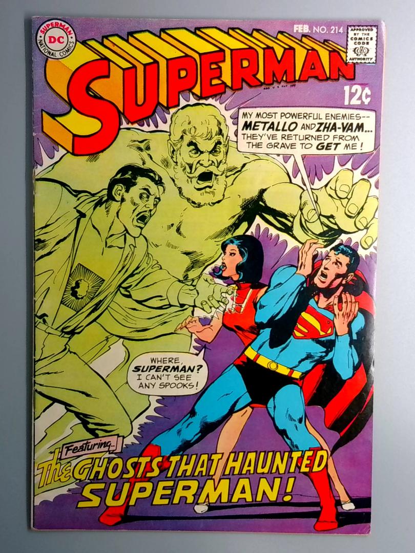 Superman #214 VG+ Neal Adams, DC 1969