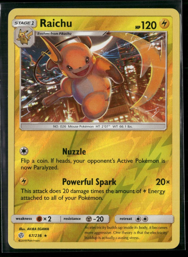Raichu - Sun & Moon 067/236 - Rare Holo