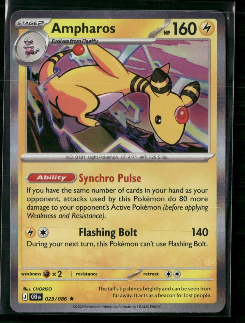 Ampharos - 029/086 - ME04: Chaos Rising - Pokemon TCG - Rare Reverse Holo