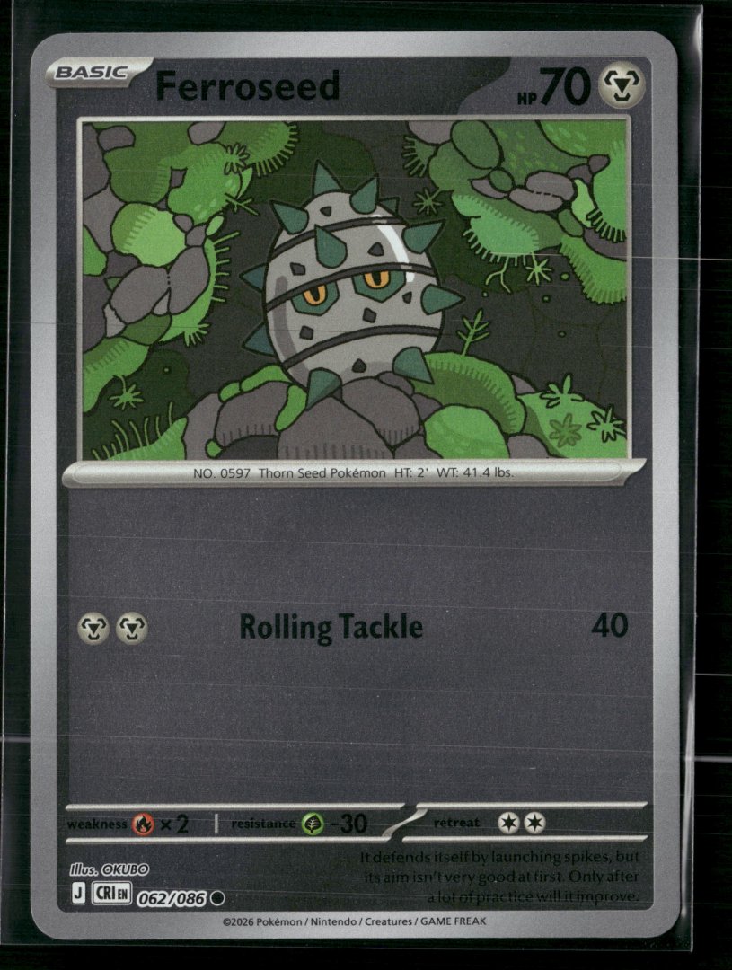 Ferroseed - ME04: Chaos Rising 062 - Pokemon TCG - Common Reverse Holo