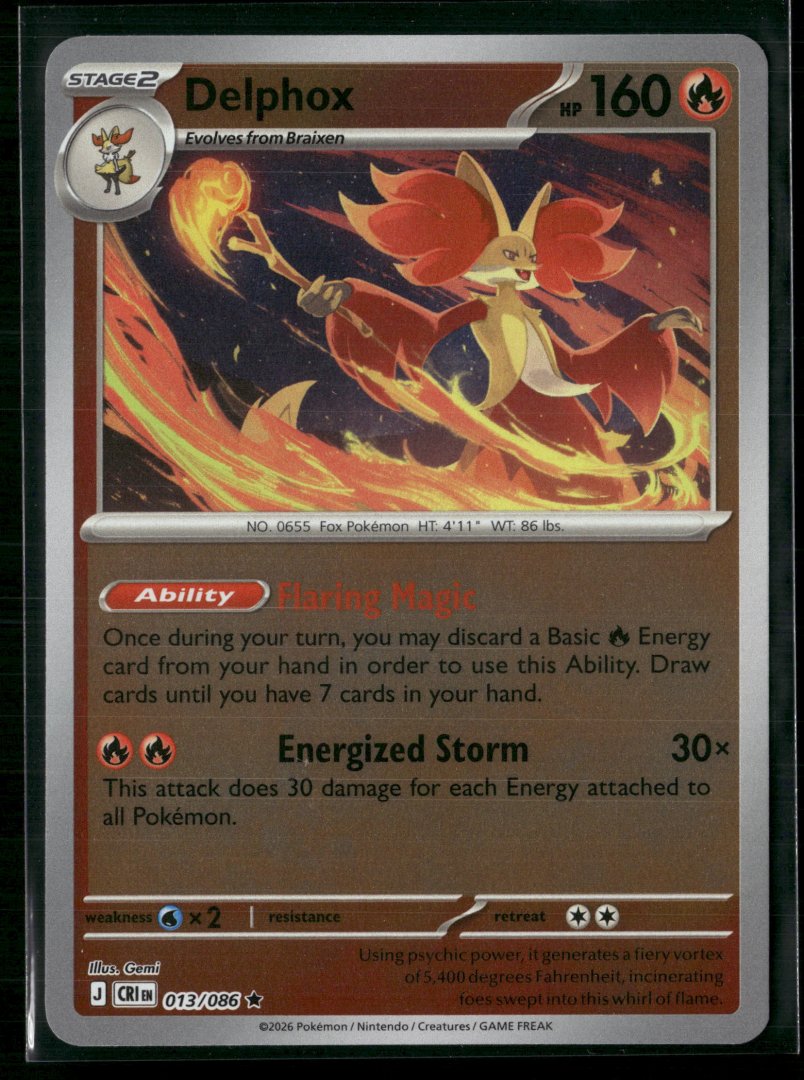 Delphox - ME04: Chaos Rising 013/086 - pokemon - Rare Reverse Holo