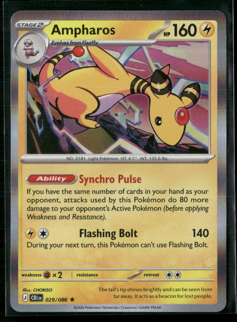 Ampharos - ME04: Chaos Rising 029/086 - Pokemon TCG - Rare Holo