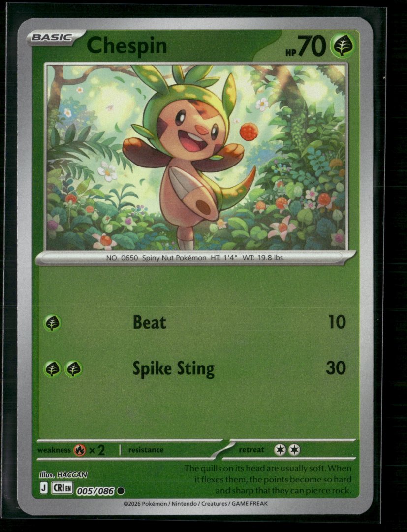 Chespin - ME04: Chaos Rising 005/086 - Pokemon TCG - Common Reverse Holo