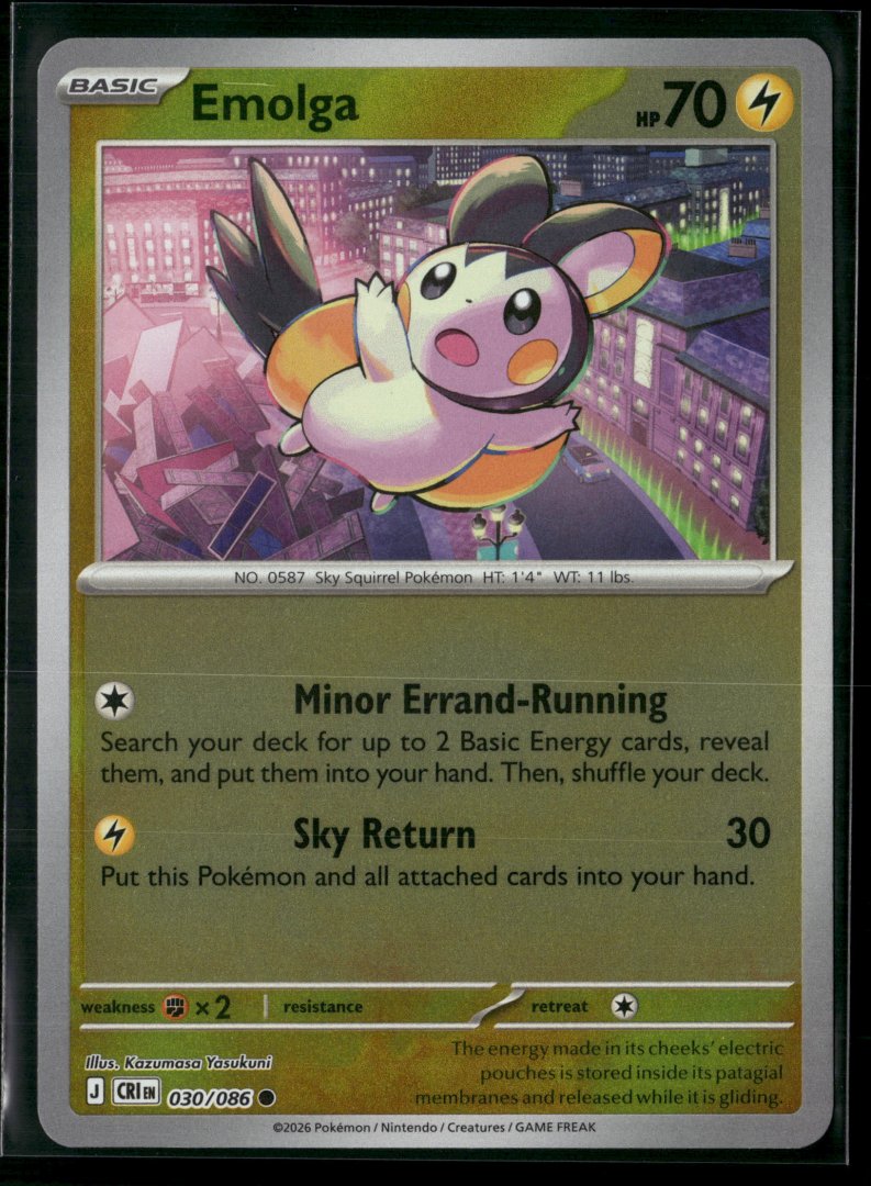Emolga - ME04: Chaos Rising 030/088 - Pokemon TCG - Common Reverse Holo