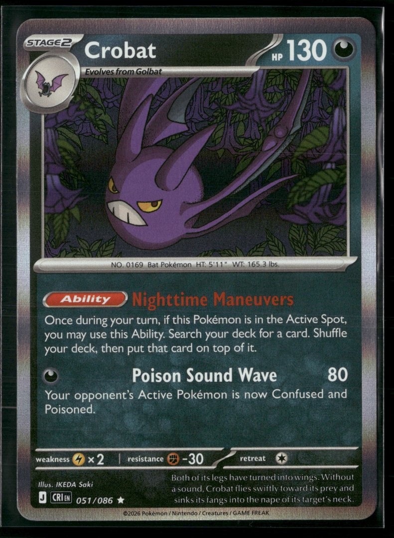 Crobat - 051/086 - ME04: Chaos Rising - Pokemon TCG - Rare Holo