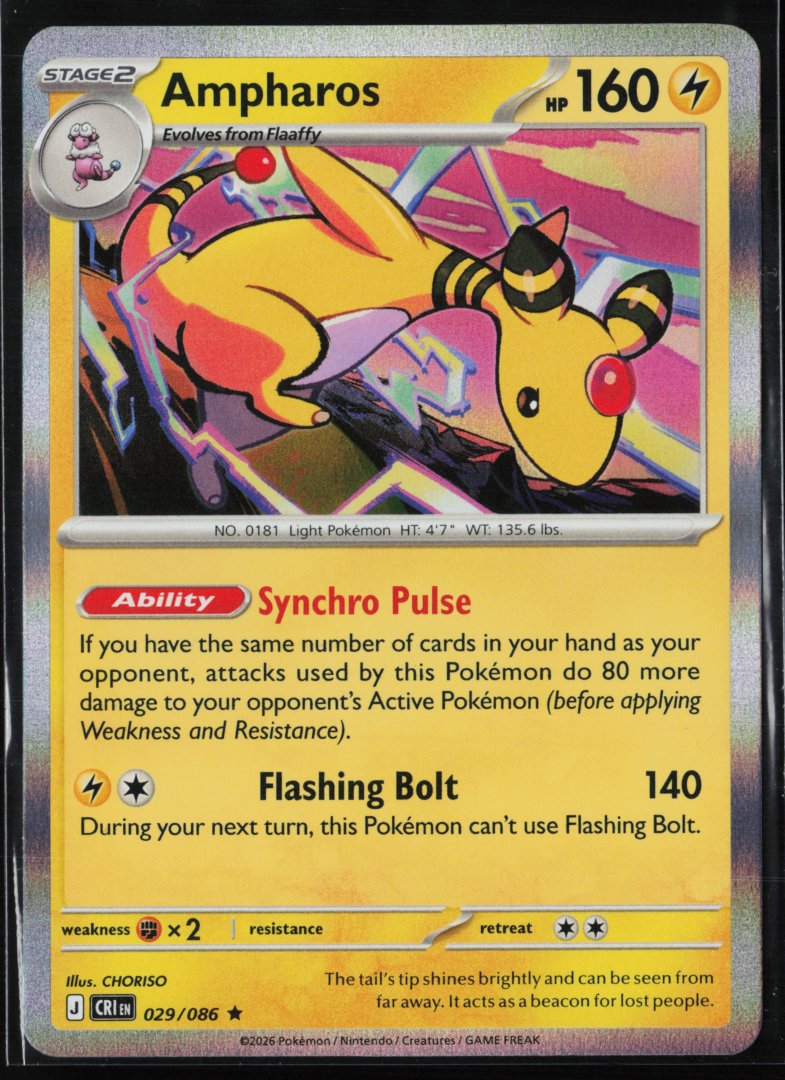 Ampharos - ME04: Chaos Rising 029/086 - Pokemon TCG - Rare Holo