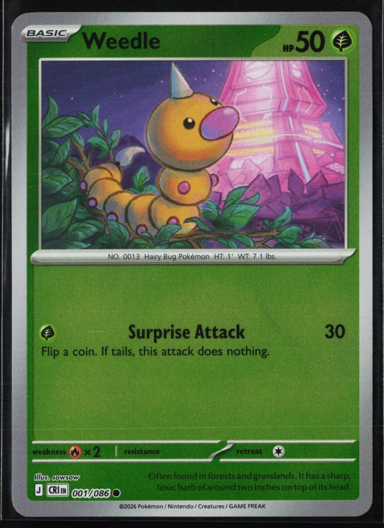 Weedle - ME04: Chaos Rising 001 - Pokemon TCG - Common Reverse Holo