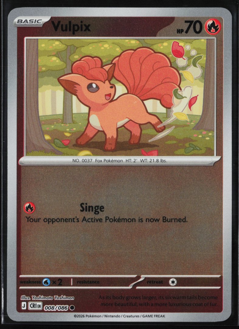 Vulpix - 008/086 - CR 1 - Pokemon TCG - Common