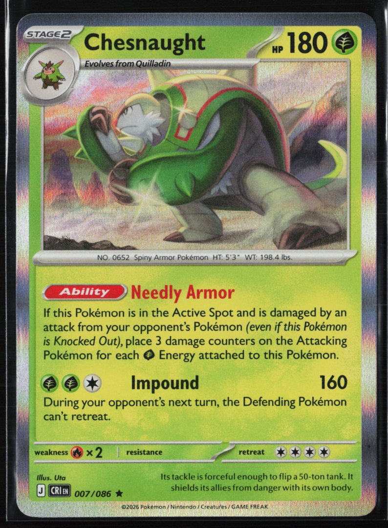 Chesnaught - ME04: Chaos Rising 007 - Pokemon TCG - Rare Holo