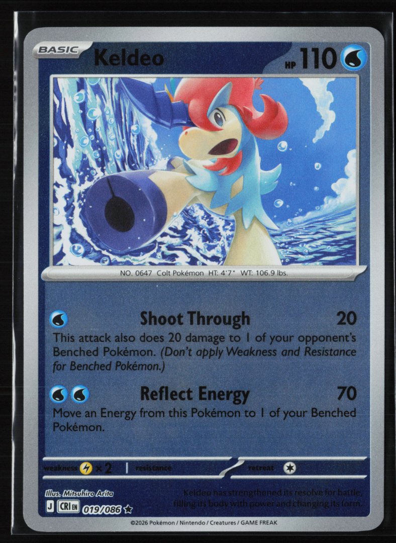Keldeo - CRI 019/086 - Pokemon TCG - Rare Holo