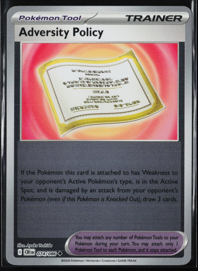 Adversity Policy - ME04: Chaos Rising 074/086 - Pokemon TCG - Uncommon Reverse Holo