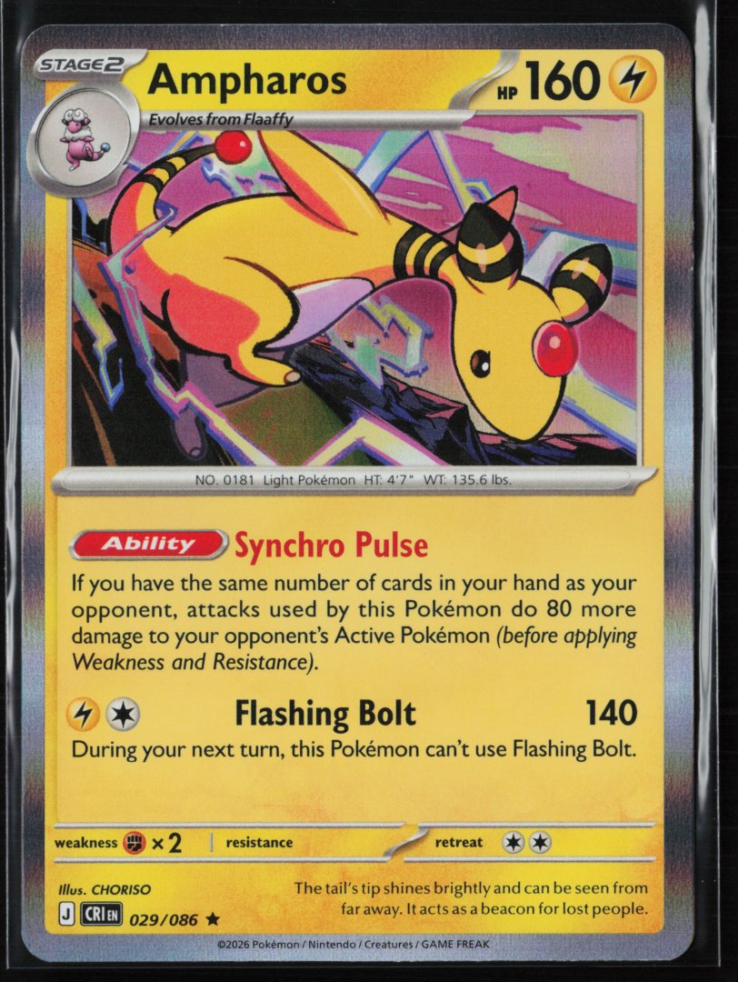 Ampharos - 029/086 - ME04: Chaos Rising - Pokemon TCG - Rare Holo