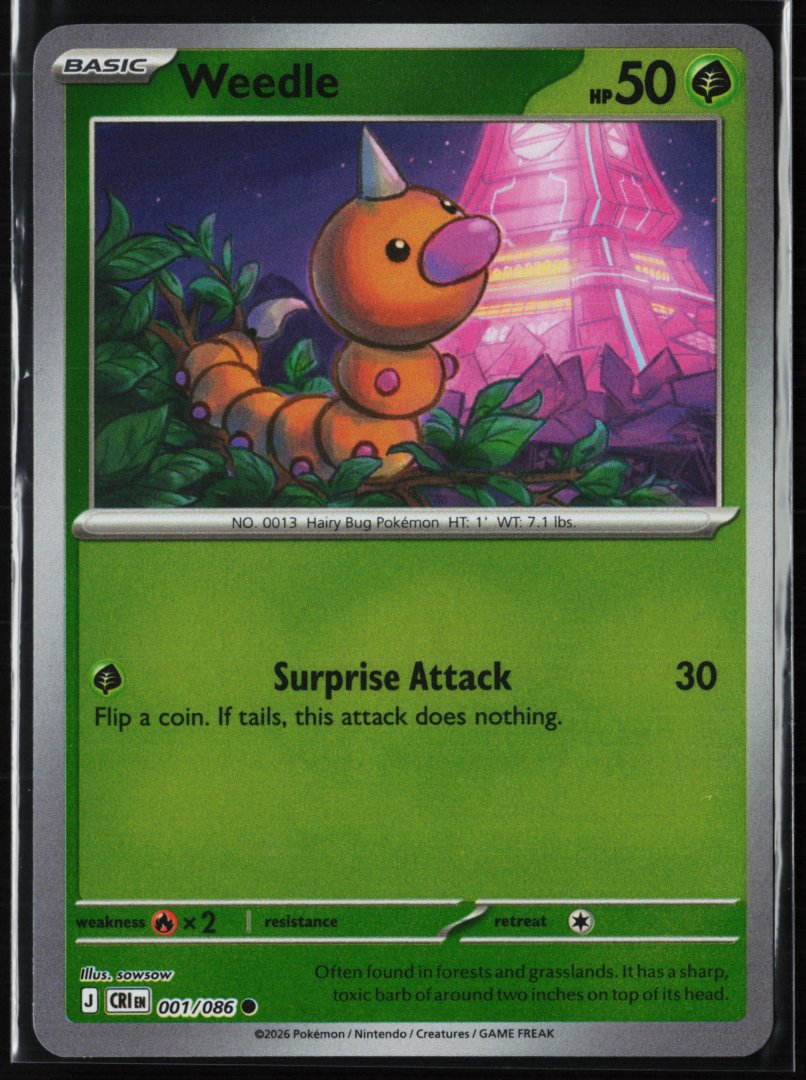 Weedle - ME04: Chaos Rising 001 - Pokemon TCG - Common Reverse Holo
