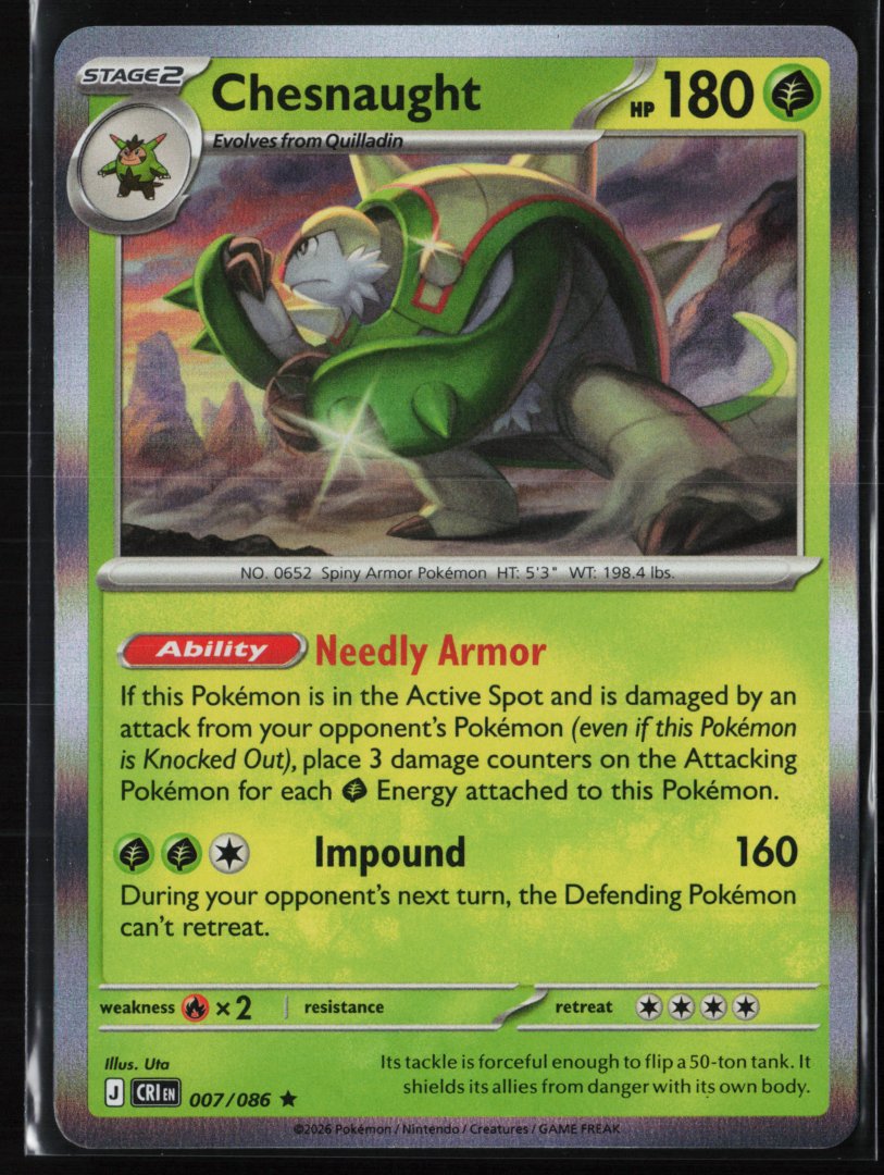 Chesnaught - ME04: Chaos Rising 007 - Pokemon TCG - Rare Holo
