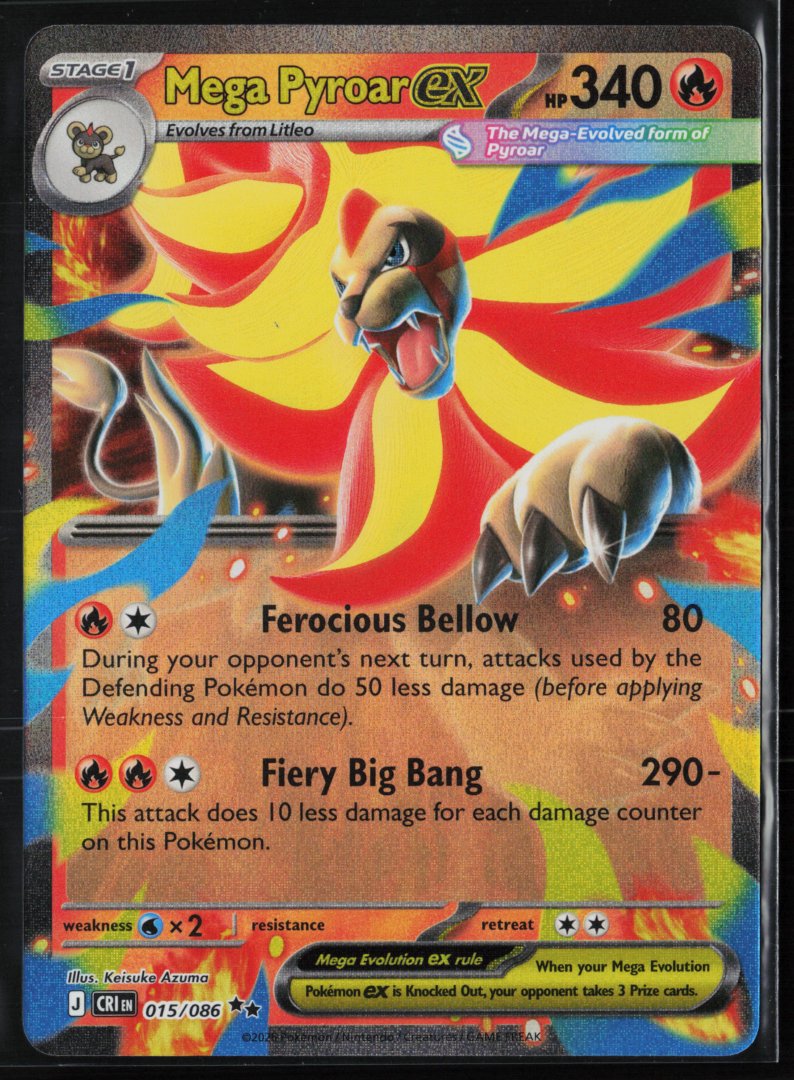 Mega Pyroar ex - 015/086 - ME04: Chaos Rising - Pokemon - Double Rare Holo