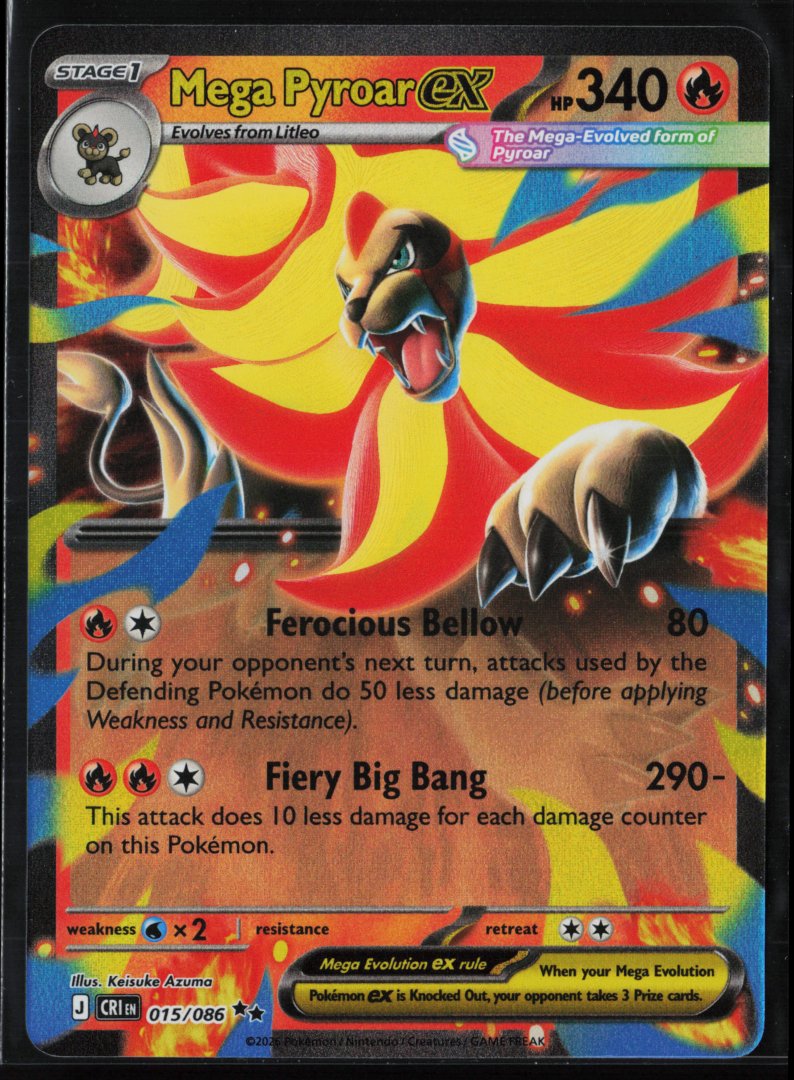 Mega Pyroar ex - 015/086 - ME04: Chaos Rising - Pokemon - Double Rare Holo