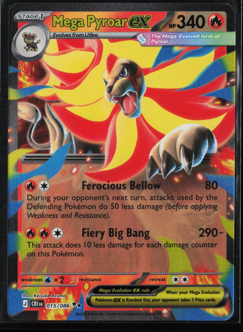 Mega Pyroar ex - 015/086 - ME04: Chaos Rising - Pokemon - Double Rare Holo
