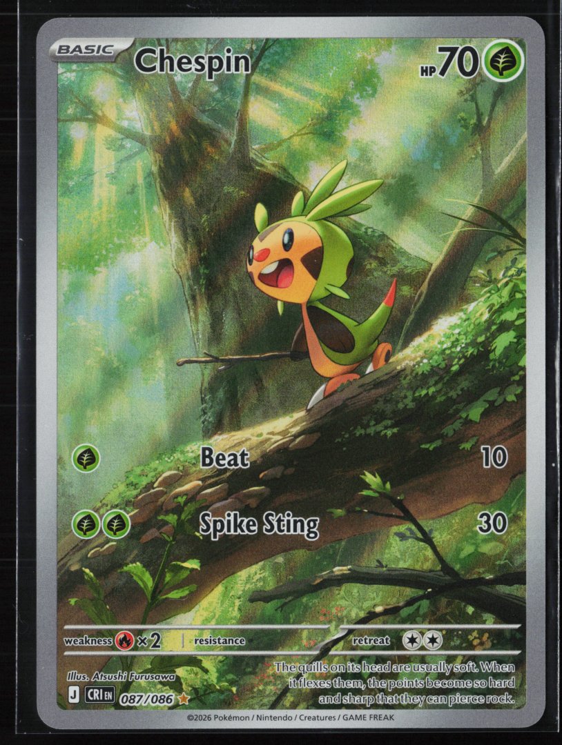 Chespin - ME04: Chaos Rising 087/086 - Pokemon - Illustration Rare Holo
